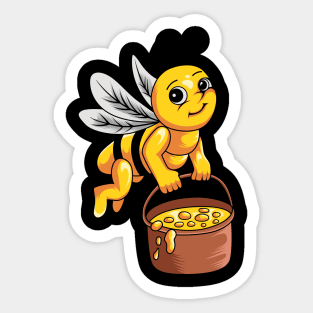 Bee Carrying Honey Pot Sticker